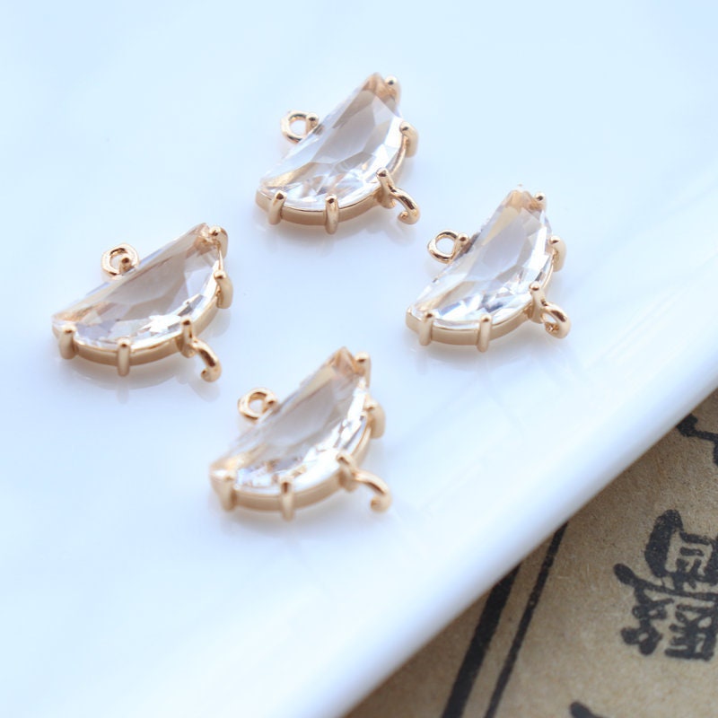 20pcs- Crystal Tiny Teardrop Charms, 10 Colors For  Choose, 14K Gold Plated Teardrop Pendant, 9*16mm, Jewelry Findings JY088-F011