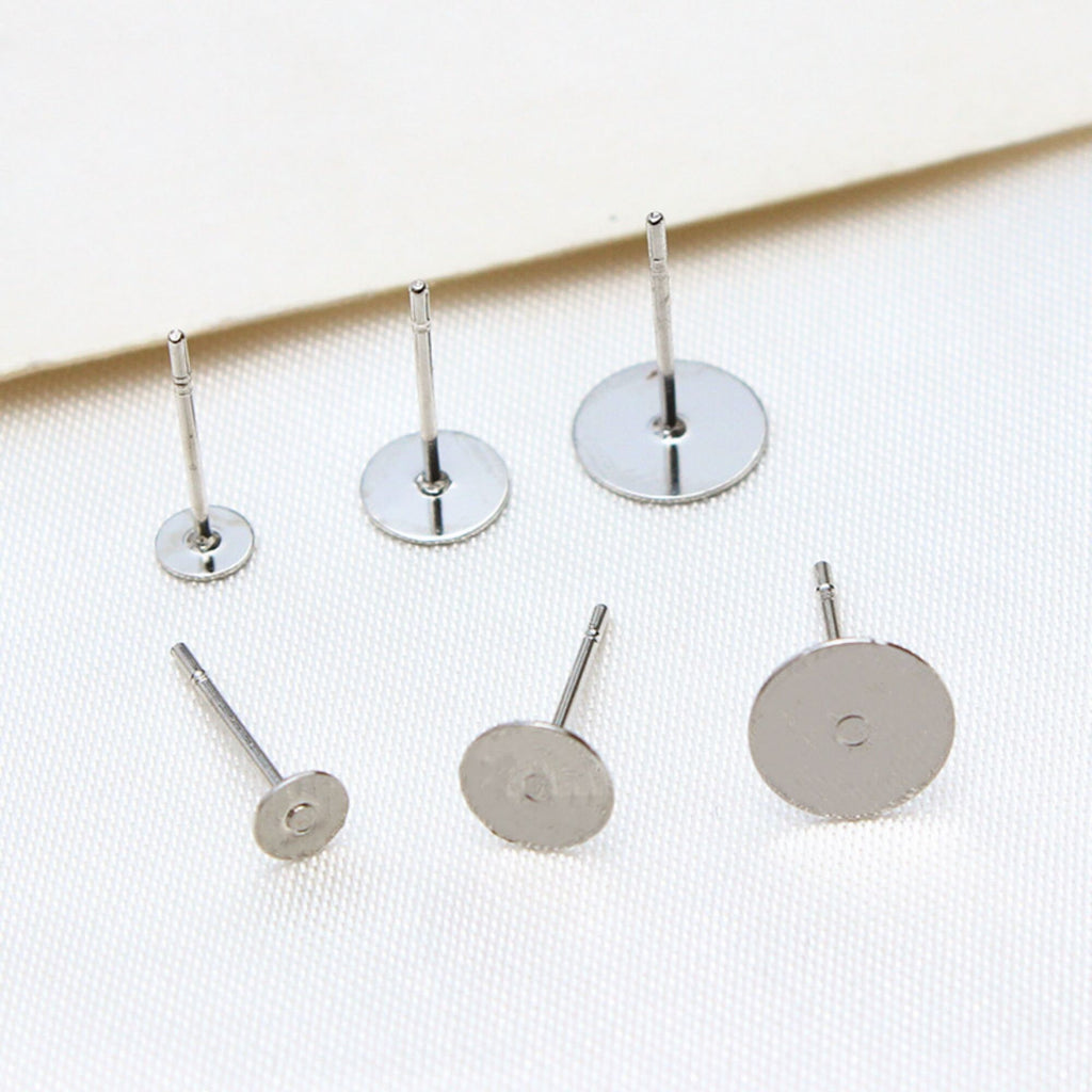 10pcs 18K Gold Flat Earring Post , 4mm/6mm/8mm,  Flat Back Round Earring Post, Hypoallergenic Stud Earring Findings TH031-ZX7030