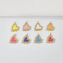 Load image into Gallery viewer, Enamel Heart Charm, 18K Gold Plated Heart Pendant, CZ Pave, Necklace Bracelet Making Pendant S20779