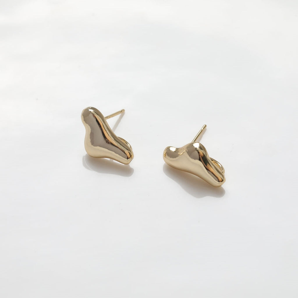 Irregular Ear Post With Loop, S925 Silver Ear Pin Nickel Free Earrings, Gold/Silver Ear Stud, Hypoallergenic Earring Findings ZZ029-D0314