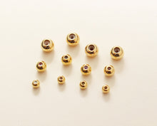 Cargar imagen en el visor de la galería, 10 cuentas redondas de goma con tope, 3/4/5 mm, chapadas en oro, ajustables y deslizantes, suministros para bisutería, accesorios para pulseras YY006