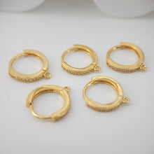 Load image into Gallery viewer, 6PCS Crystal Cubic Ear Hoops, 15x16mm 18K Gold Plated Leverback Earrings, Huggie Hoops Earrings, earring findings for Jewelry Making S832