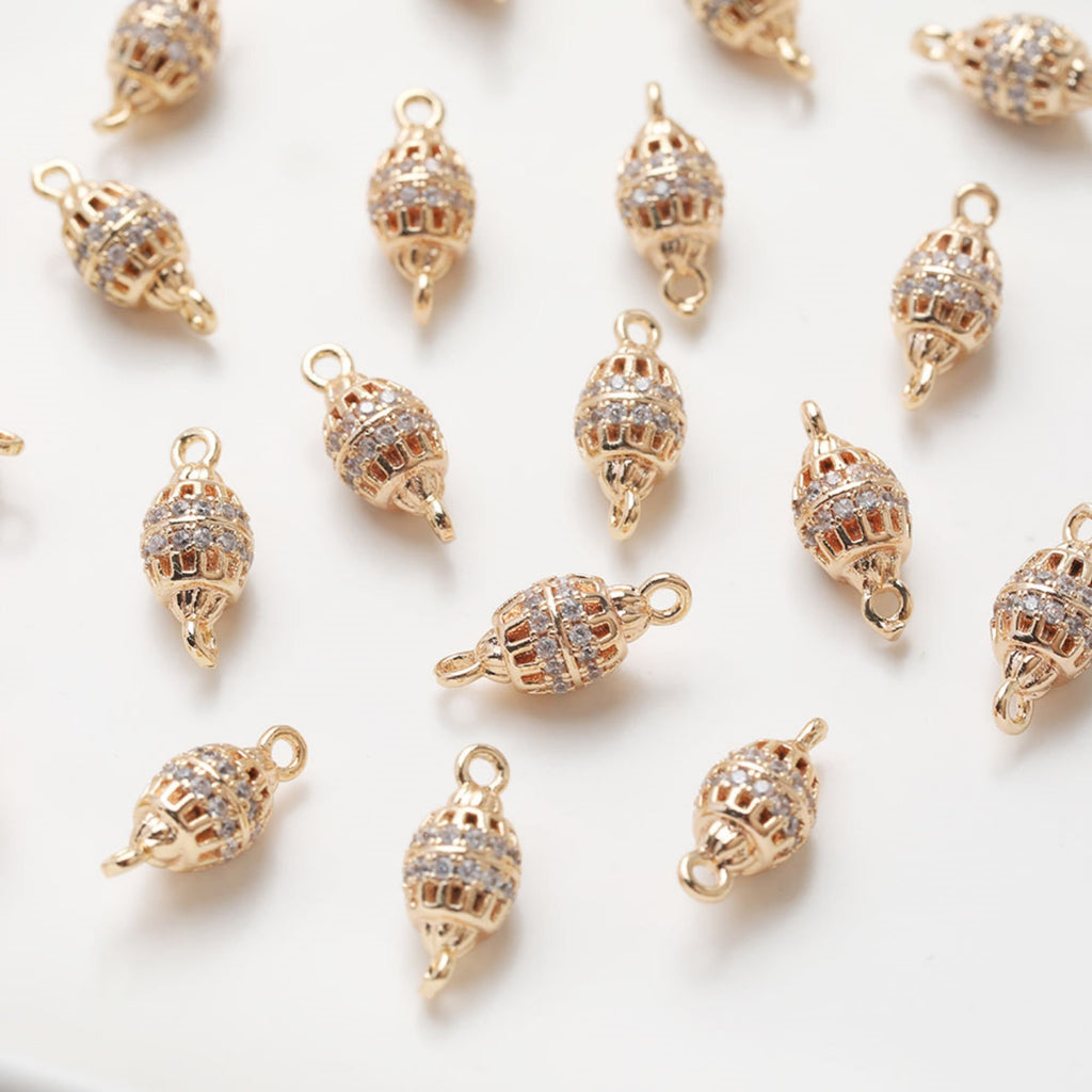 Hollow Pendant Connector, Cubic Zircon Crystal Connector, 18K Gold Plated Beads, Necklace Connector Charms, Jewelry Findings SC028