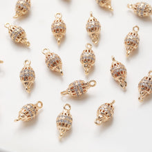 Load image into Gallery viewer, Hollow Pendant Connector, Cubic Zircon Crystal Connector, 18K Gold Plated Beads, Necklace Connector Charms, Jewelry Findings SC028