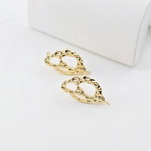 تحميل الصورة إلى عارض المعرض، قرط أذن مطروق غير منتظم، ذهب عيار 14 قيراط، فضة S925، قرط أذن خالٍ من النيكل، مع حلقة ZX290