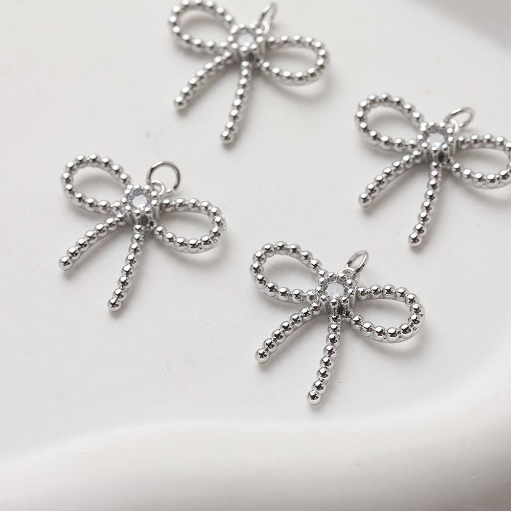 CZ Pave Bow Tie Connector, Cubic Pendant, Earring Connectors, Real Gold Plated Brass Earring Charms, Jewelry Findings GZ657