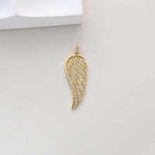 Load image into Gallery viewer, Wings Pendant, 18K Gold Plated, CZ Pave, Angel Wings Pendant, Necklace Making Charm, Jewelry Findings S1315