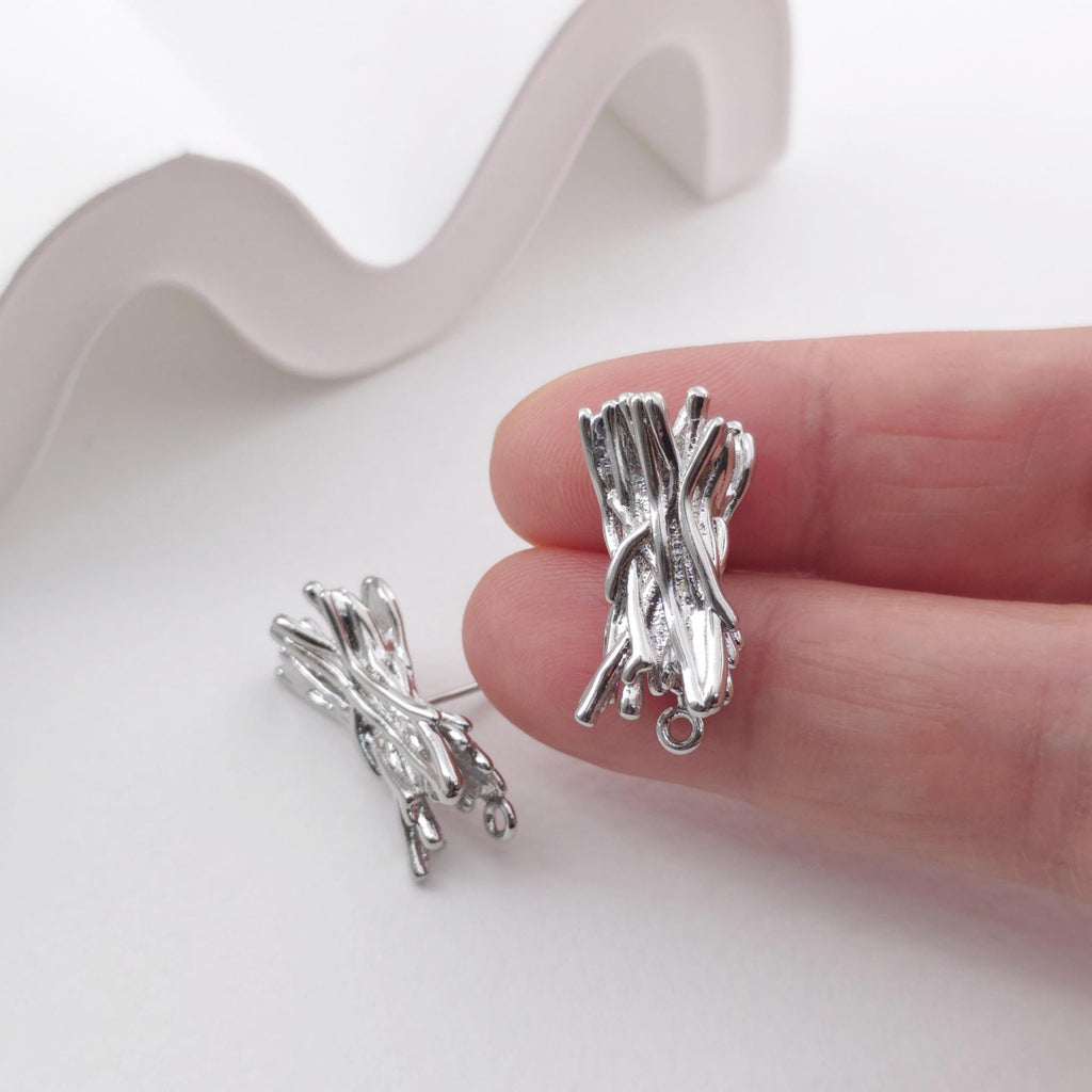 Gold Leaf Earring Post With Loop, Nickel Free Earrings, Ear Stud Loop, Hypoallergenic Earring Findings ZX314