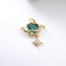 Load image into Gallery viewer, Heart Planet Charms, Cubic Pave Planet Pendant, 18K Gold Plated, Necklace Making Charms, Jewelry Findings S1164