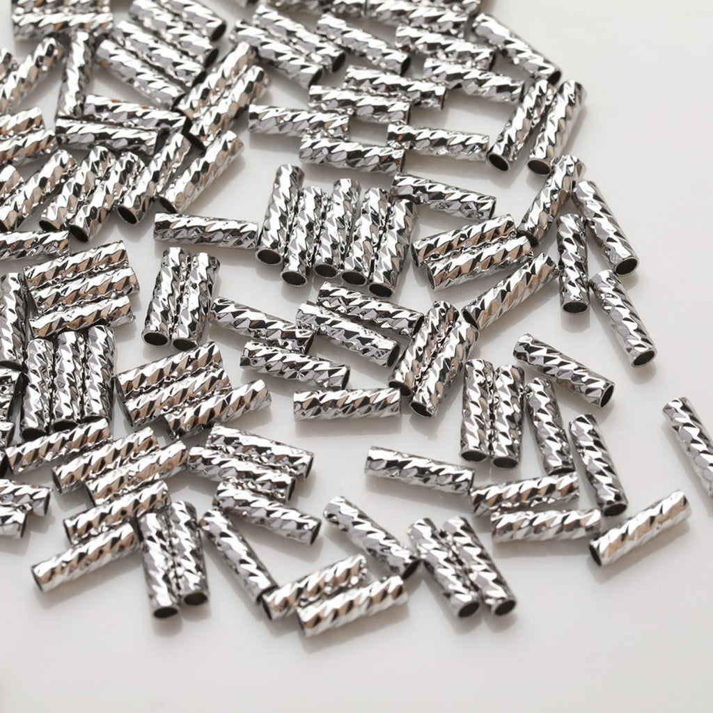 10pcs Tube Beads, Spacer Beads, 14K Gold/Silver Plated, Bracelet Necklace Making Jewelry Finding JG036