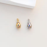 Small Jumbo Egg Pendant, Stripes Egg, 18K Gold Plated, Bracelet Necklace Pendnats, Jewelry Findings S1330