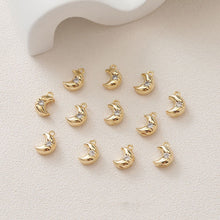 Cargar imagen en el visor de la galería, Dijes de estrella, luna, concha, triángulos, colgante de pavé cúbico de cristal, chapado en oro de 14 quilates, fabricación de collares, accesorios de joyería GZ407