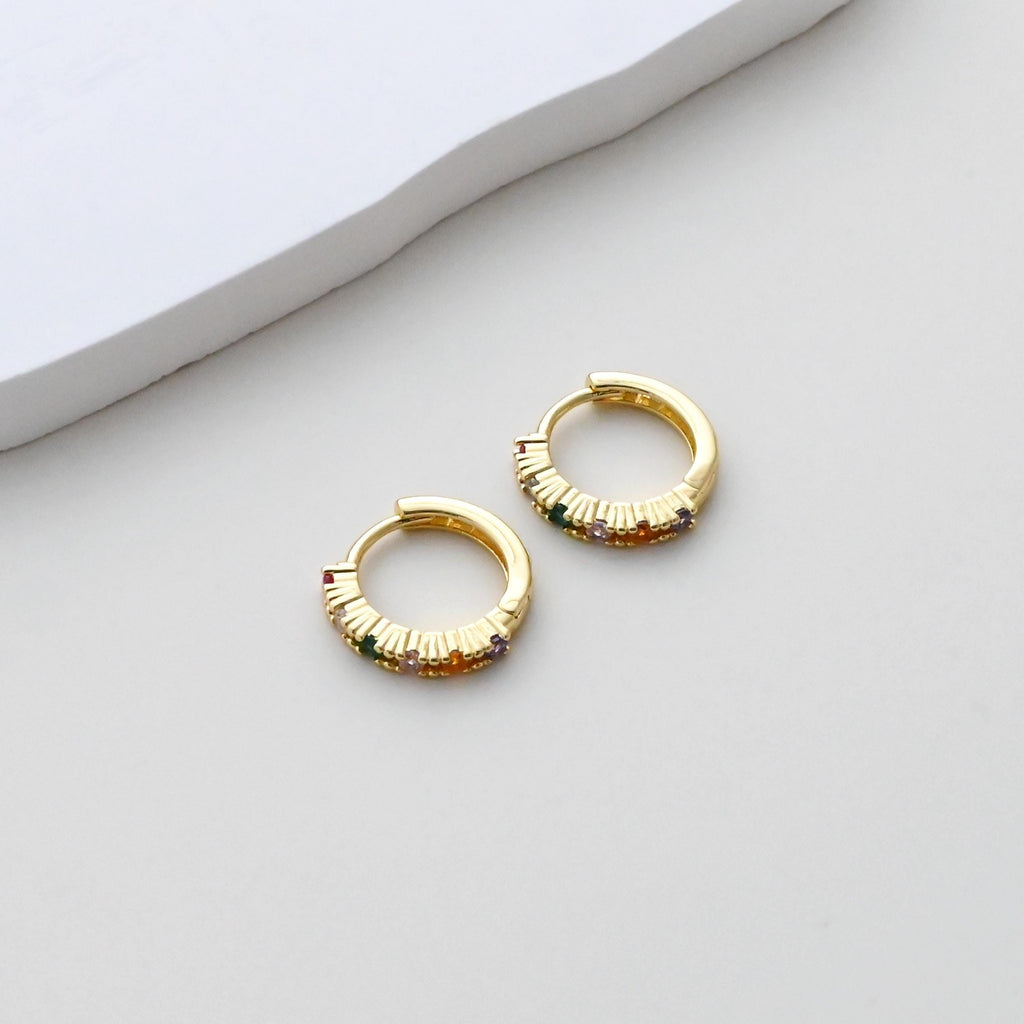 CZ Multicolor Earring Hoop, Gold Plated Huggie Hoop Earring, Leverback Earring, DIY Earring  Findings, Handmade Earring Supplies D0524-D0527
