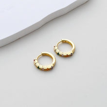 Load image into Gallery viewer, CZ Multicolor Earring Hoop, Gold Plated Huggie Hoop Earring, Leverback Earring, DIY Earring  Findings, Handmade Earring Supplies D0524-D0527
