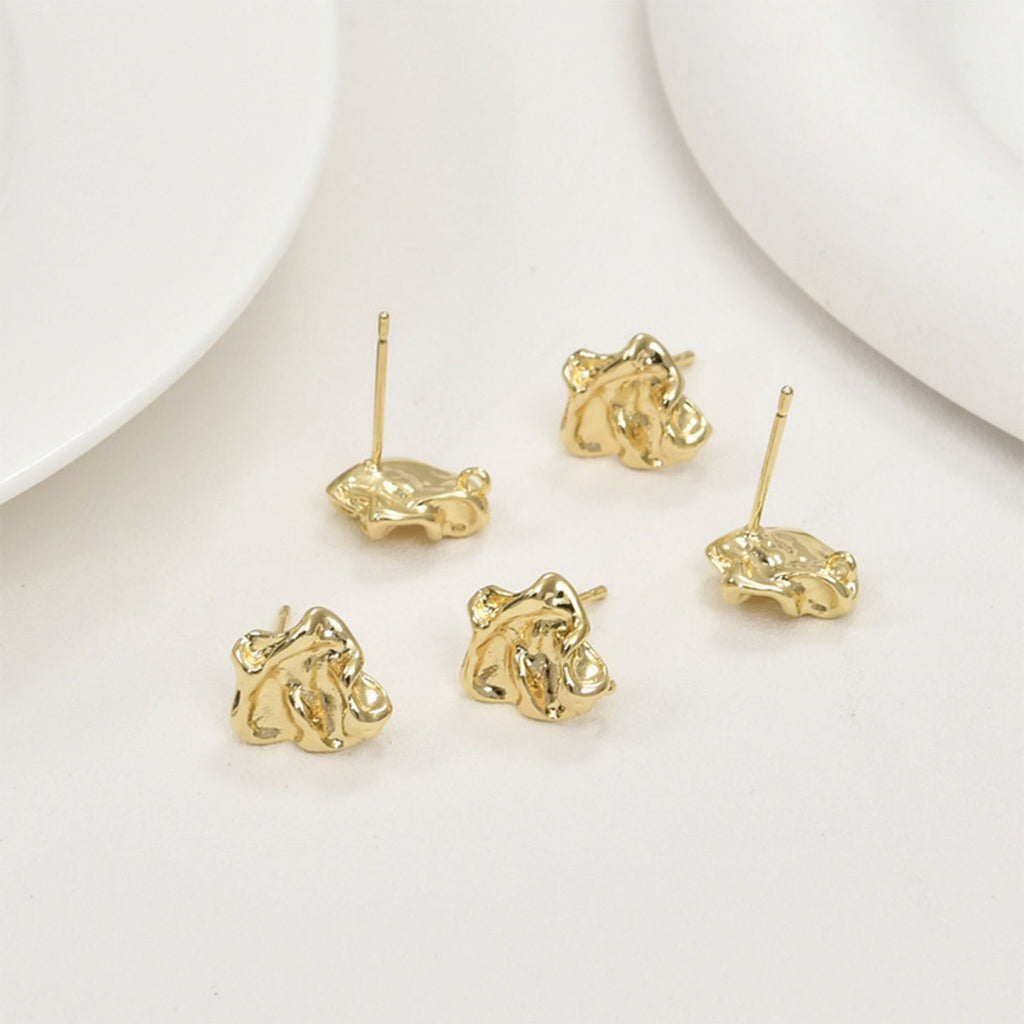 Pendientes de lava irregulares con aro, pendientes de plata S925 sin níquel, pendientes de botón de oro/plata, accesorios hipoalergénicos LL171-D0308