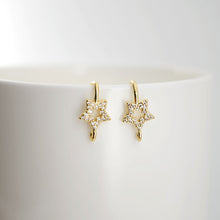 Load image into Gallery viewer, 4pcs 18K Gold Plated Ear Wires, Star Cubic Pave Earring Hooks, Nickel Free, Fish Hooks, Ear Wires for Jewelry Making D0133