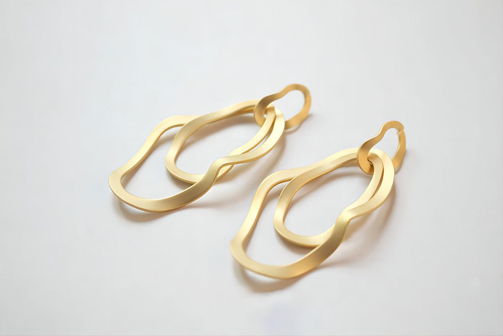 Irregular Drop Triple Ring Pendant, 14K Shiny Gold/Silver Plated Drop Openwork Pendant 5x24mm for Jewelry Making Supply JH018