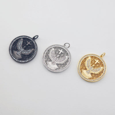 The Eagle Charms, 18K Gold Plated Cubic Micro Pave Eagle Pendant, 17.5*18mm, Necklace Making Charms, Jewelry Findings S1153