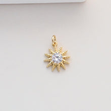 Load image into Gallery viewer, CZ Pave Sun Charms, Round Pendants, Crystal Cubic Pave Charms, 18K Gold Plated, Neckalce And Earring Making, Jewelry Findings S1340