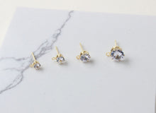 Load image into Gallery viewer, 10PCS Tiny Ear Post with Loops, S925 Silver Ear Pin Nickel Free, Micro CZ Pave, 4mm,5mm,6mm,8mm 14K Gold Plated Stud Earring Finding ZZ068