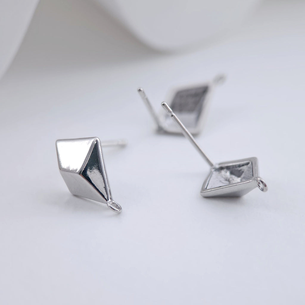 Geometric Diamond Silver Post Earring, S925 Silver Pin Nickel Free Earrings, Hypoallergenic Earring ZX236