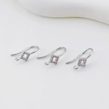 Load image into Gallery viewer, 18K Gold Plated Ear Wires, Rhombic Cubic Pave Earring Hooks, Nickel Free, Fish Hooks, Ear Wires for Jewelry Making D0134