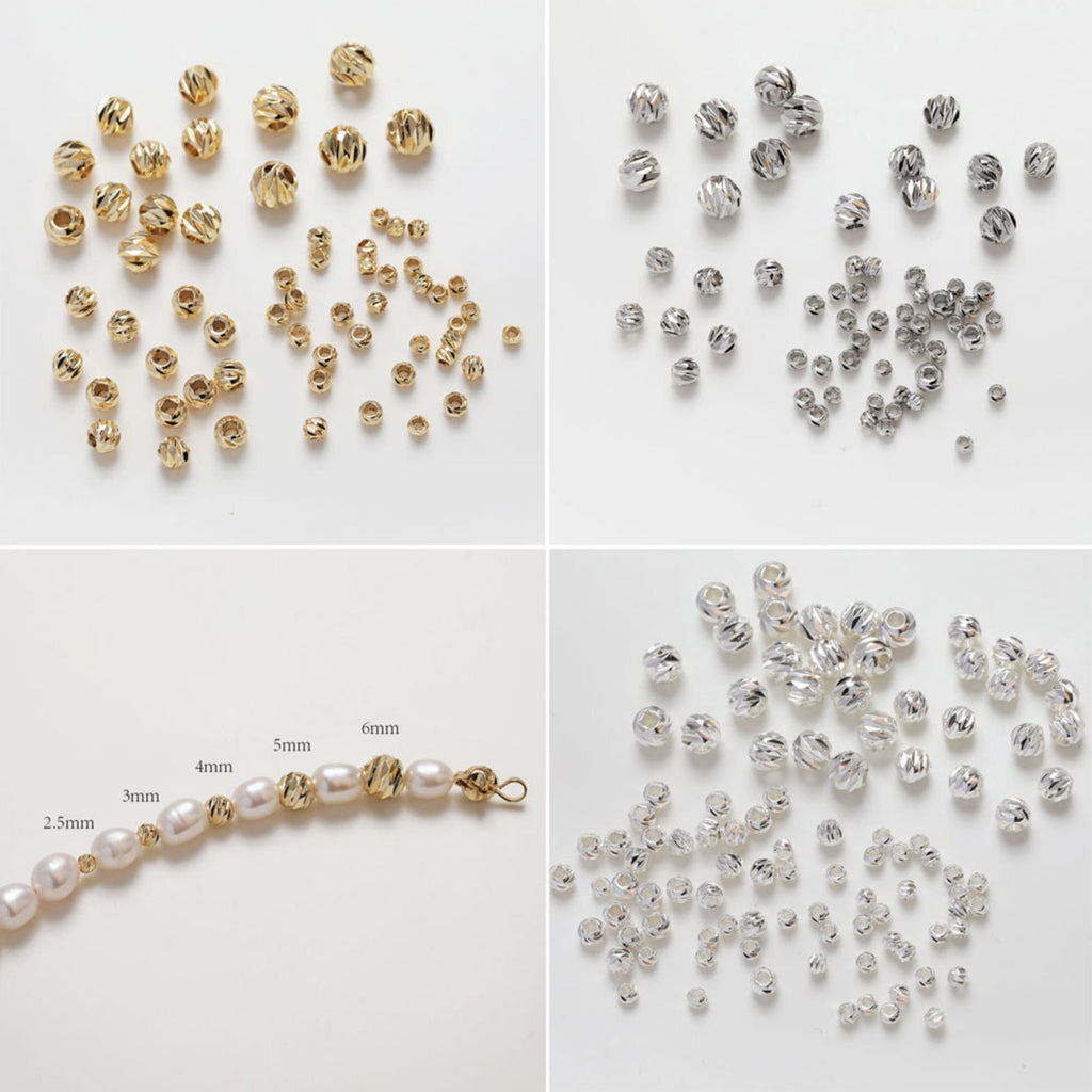 50pcs Round Cutting Spacer Beads, Gold Beads, 18K Gold Plated, 2.5mm,3mm,4mm,5mm,6mm, Bracelet Necklace Making Jewelry Finding SC016