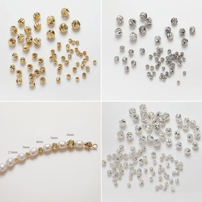 50pcs Round Cutting Spacer Beads, Gold Beads, 18K Gold Plated, 2.5mm,3mm,4mm,5mm,6mm, Bracelet Necklace Making Jewelry Finding SC016