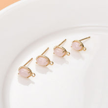Load image into Gallery viewer, Oval Shape Earring Post With Loop, S925 Silver Pin Nickel Free Earrings, Crystal Gemstone Stud, Hypoallergenic Earring Findings LL234