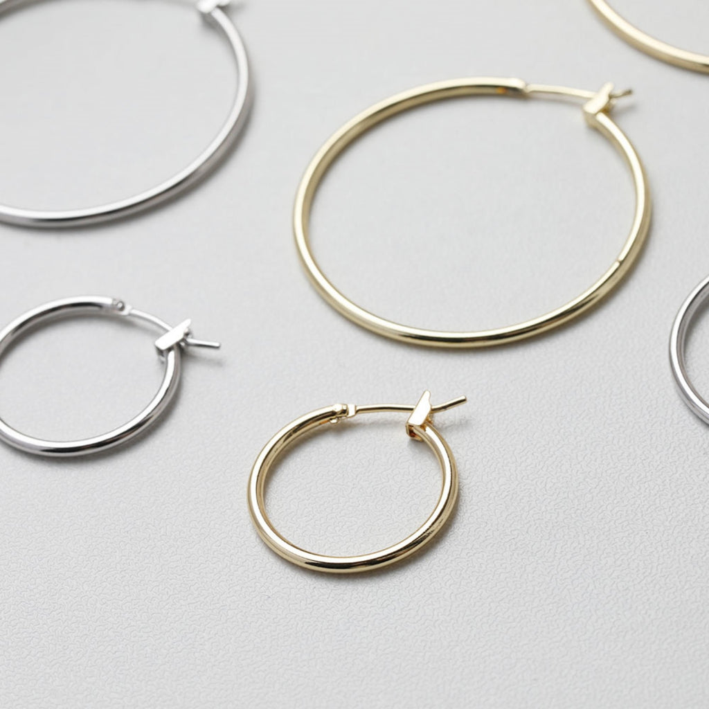 One pair-18K Gold Plated Round Hoop Earring, Huggie Hoops Earring Parts, Spring Ear Hoops, 20mm, 25mm, 35mm, 40mm, hoop earrings GT021