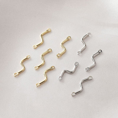 10pcs Danity Wave Connector with loops, 14K Gold/Silver Plated Earring Making Findings, Jewelry Findings ZZ088