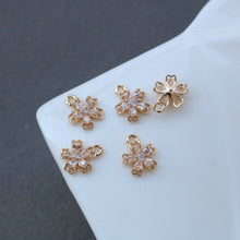 Load image into Gallery viewer, CZ Flower Charm, Cubic Zircon Crystal Flower Pendant, CZ Earring Charms,  Real Gold Plated Brass Earring Charms, Jewelry Findings HL020-F163