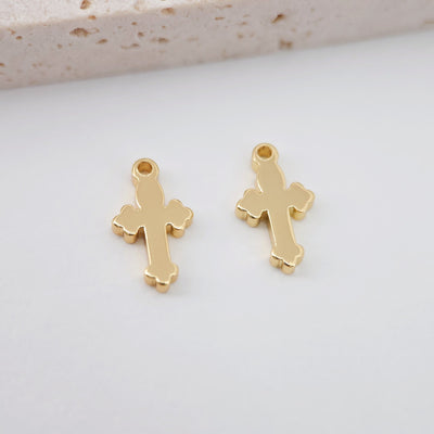 2pcs Cross Charms, Clear Cubic Pave Cross Pendant, 18K Gold Plated, Necklace Making Charms, Jewelry Findings S713