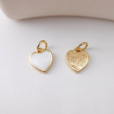 Enamel Heart Charm, 18K Gold Plated Heart Pendant, 10mm, Necklace Bracelet Making Pendant S1206