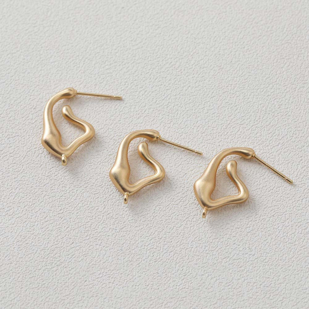 Irregular Ear Post With Loop, S925 Silver Ear Pin Nickel Free Earrings, Gold/Silver Ear Stud, Hypoallergenic Earring Findings GZ305-D0457