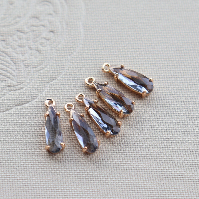 10pcs- Crystal Long Teardrop Charms, 10 colors You Choose, 14K Gold Plated Teardrop Pendant, 4*12mm, Jewelry Findings JY081-F235