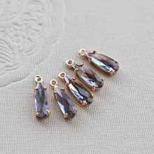 Load image into Gallery viewer, 10pcs- Crystal Long Teardrop Charms, 10 colors You Choose, 14K Gold Plated Teardrop Pendant, 4*12mm, Jewelry Findings JY081-F235