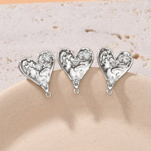 Load image into Gallery viewer, Gold Polished love heart CZ Earring Post,  14K Gold Nickel Free Earrings, S925 Silver Ear Pins, 19mm, Heart Shape Ear Stud with Loop LL239