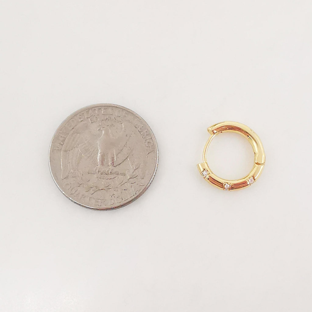 Cubic Ear Hoops Pave Crystal, 16mm, 18K Gold Plated Leverback Earrings, Huggie Hoops Earring S20267