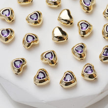 Load image into Gallery viewer, Heart Spacer Beads, 14K Gold, Silver Plated, CZ Pave Beads, Heart Pendant, Jewelry Making Supplies GZ413