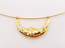 Load image into Gallery viewer, Moon Charm, Crescent Double Loop Connector Pendant, 18K Gold Plated Face Charm, 24x17mm, Necklace Making Charm, Jewelry Findings S106