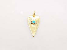 Load image into Gallery viewer, Heart Shape Evil Eye Charm, 18K Gold Plated Micro CZ Pave Eye Pendant, 20x10mm, Necklace Making Charm, Jewelry Findings S914