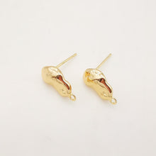Load image into Gallery viewer, 10pcs Gold Stone Earring Post With Loop, S925 Silver Pin Nickel Free Earrings, Ear Stud Loop, Hypoallergenic Earring Findings Z095