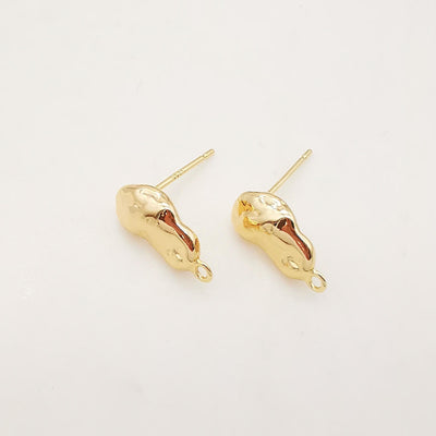10pcs Gold Stone Earring Post With Loop, S925 Silver Pin Nickel Free Earrings, Ear Stud Loop, Hypoallergenic Earring Findings Z095