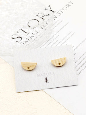 4PCS Wood Earrings, Semicircle Wooden Earrings for women, Reclaimed Ash Wood, Nickel Free, Geometric Statement Earrings Finding JT929