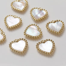Load image into Gallery viewer, Heart Charm, Heart Shell Pendant, Love Charm, Bracelet Necklace Making, 14K Gold/Silver Plated Jewelry Findings GZ506