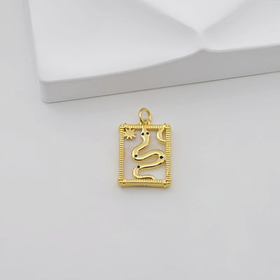 MOP Charm, Heart, Snake Pendant, Mother of Pearl Charm, Bracelet Necklace Making, 18K Gold Plated Jewelry Findings S20845