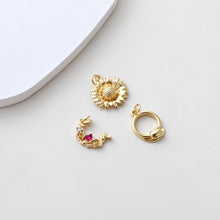 Load image into Gallery viewer, Sunflower/Round/Flower Moon Pendant, Pave CZ, Plant Charm, 18K Gold Plated, For Bracelet And Necklace Making, Jewelry Findings S1382