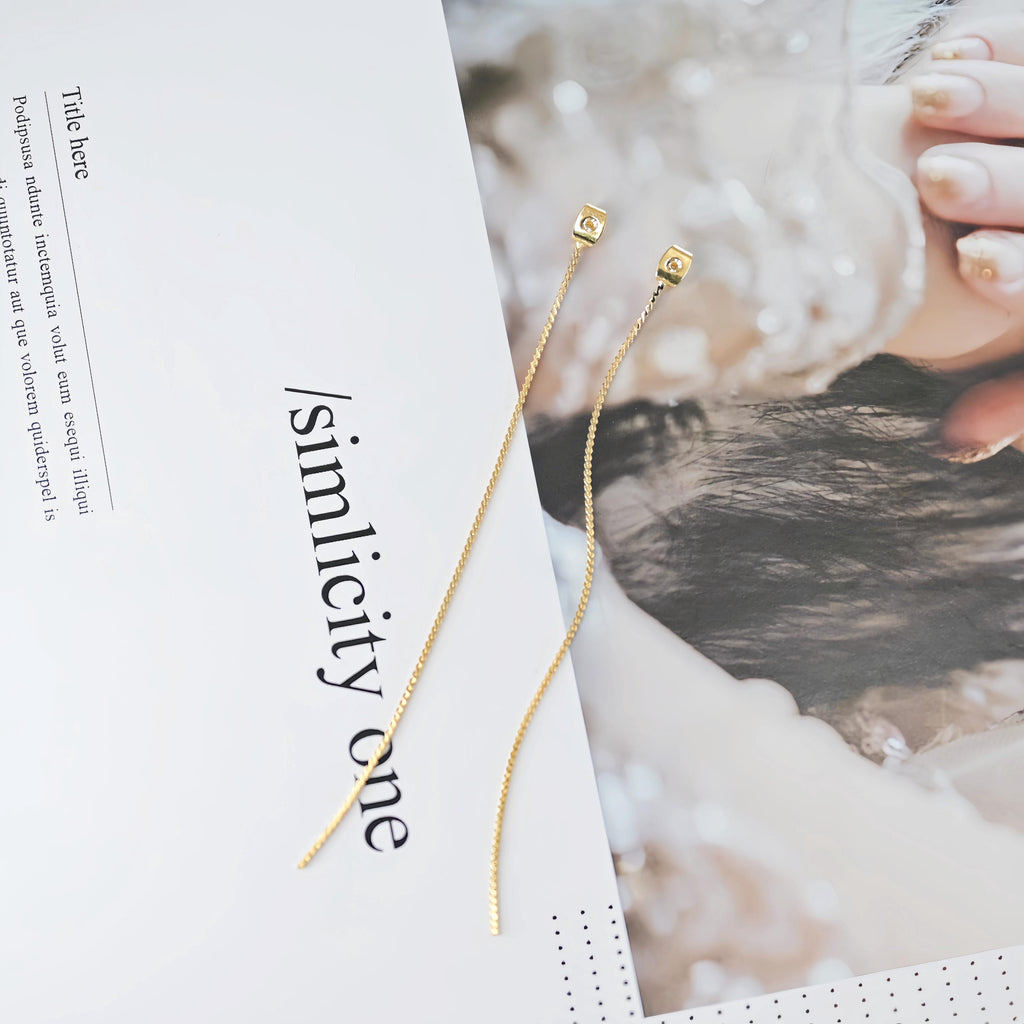 10pcs 18k Real Gold Plated Earring Back with Chain Tassels, Hypoallergenic Earring Backs for Studs, Jewelry making Findings ZX363