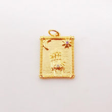 Load image into Gallery viewer, Gold Evil Eye Card Charms, Micro CZ Pave Moon and Star Pendant, Amulet Charm 18K Gold Plated, Necklace Making Charms, Jewelry Findings S1011